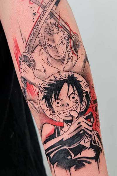 Tatuaje anime manga Monkey D. Luffy precio ejemplo inspiración Barcelona Estudio Tatuaje Tatuador